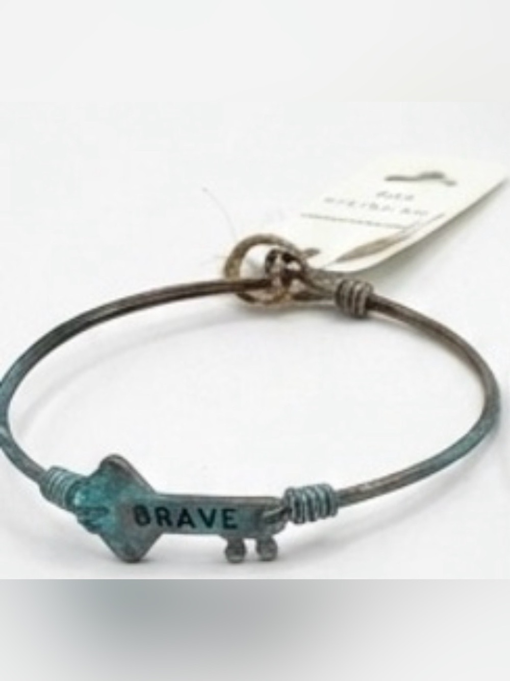 Brave Arrow Key Bangle Bracelet in Patina Green